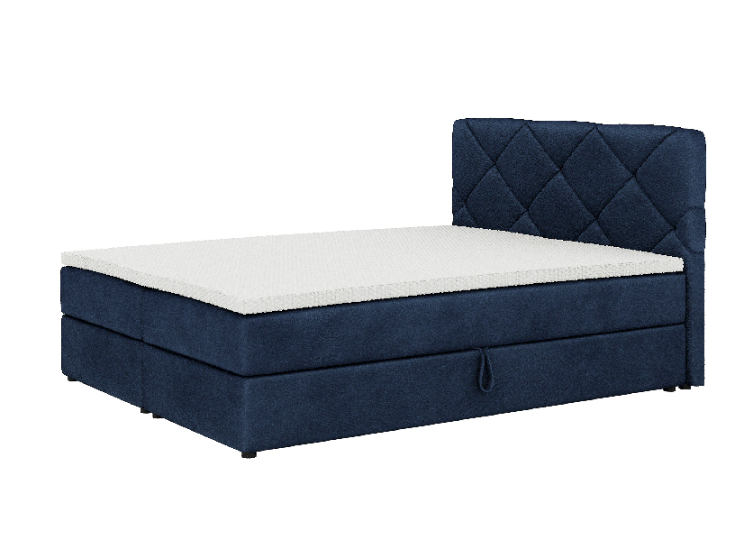 Kontinentálna posteľ 160x200 cm Karum (tmavomodrá) (s roštom a matracom)