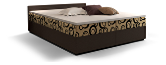 Manželská posteľ  Boxspring 160 cm Ceren (vzor + tmavohnedá) (s matracom a úložným priestorom)
