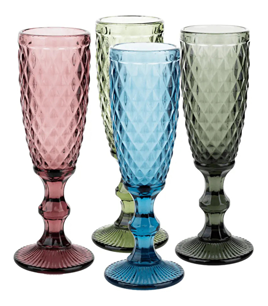 Set 4 ks retro pohárov na šampanské 150ml Verogas Typ 4 (viacfarebné)