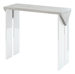 Konzolový stolík Tarni (svetlosivá + lesk biely)