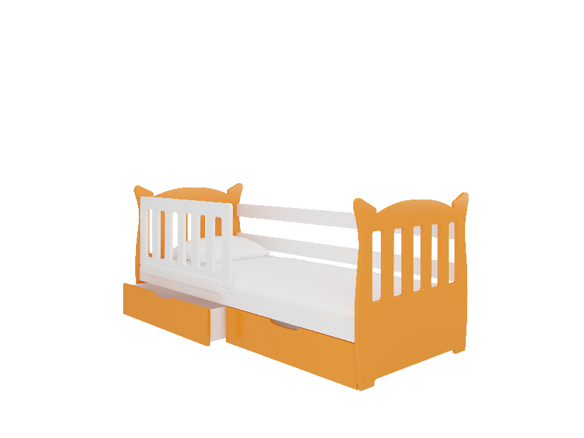 Detská posteľ 160x75 cm Lenka (s roštom a matracom) (biela + oranžová)
