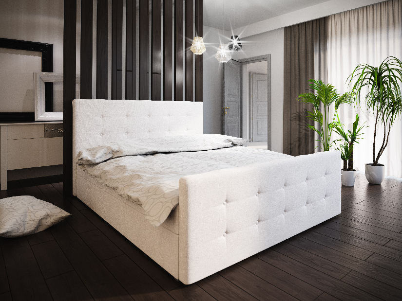 Manželská posteľ Boxspring 180 cm Milagros Comfort 1 (béžová) (s matracom a úložným priestorom)