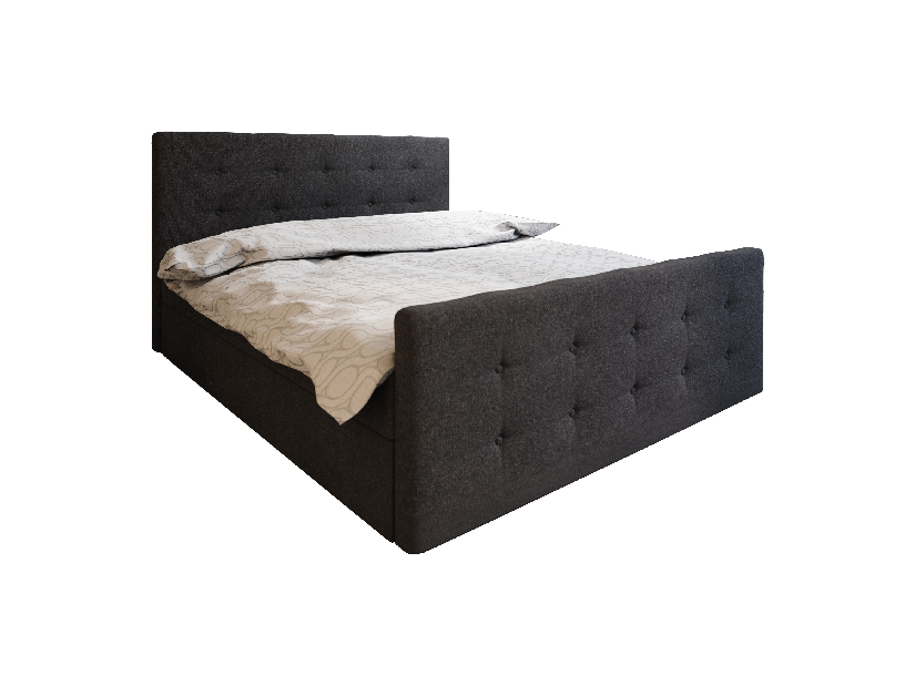 Manželská posteľ Boxspring 180 cm Milagros 1 (čierna) (s matracom a úložným priestorom)