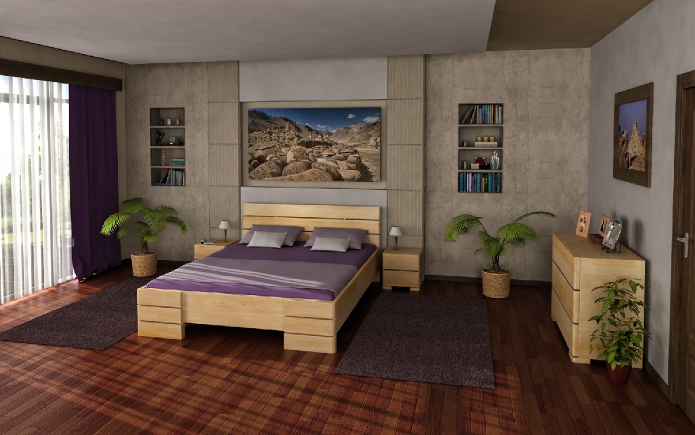 Manželská posteľ 200 cm Naturlig Lorenskog High BC (borovica)