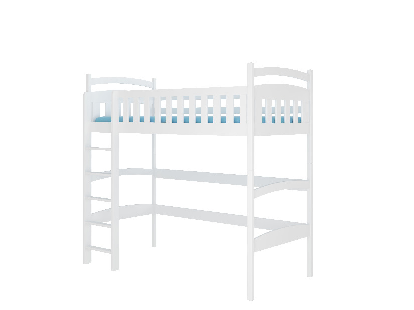 Poschodová detská posteľ 180x80 cm Milo (s roštom a matracom) (biela)