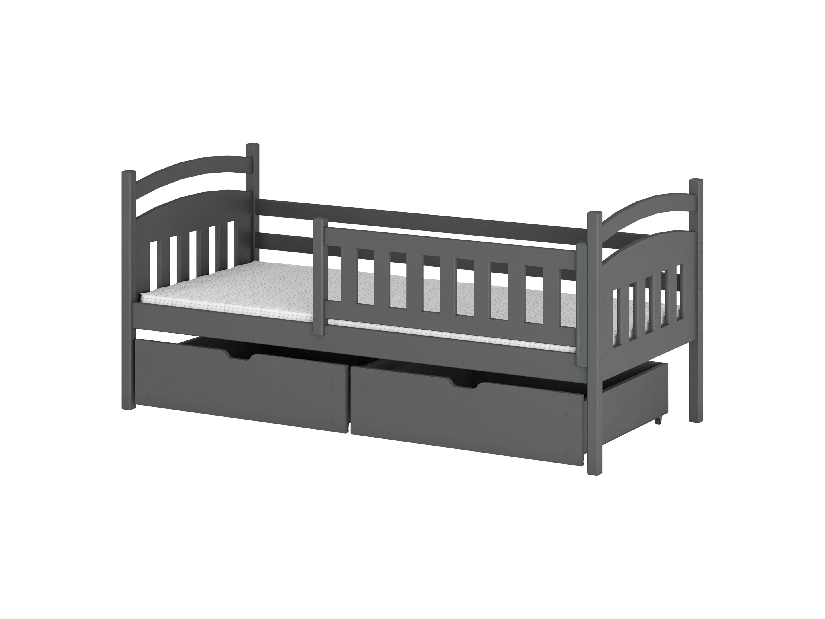 Detská posteľ 80 x 180 cm Tarra (s roštom a úl. priestorom) (grafit)