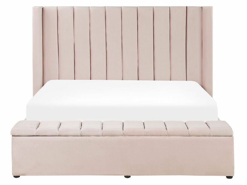 Manželská posteľ 160 cm NAIROBI (textil) (svetloružová) (s roštom)