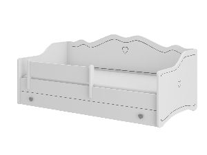 Detská posteľ 160x80 cm Ester I (s roštom a matracom) (biela + sivá + vzor)