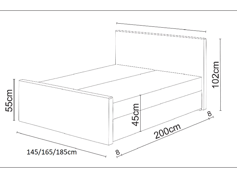 Manželská posteľ Boxspring 200 cm Milagros 2 (čierna) (s matracom a úložným priestorom)