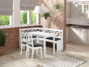 Kuchynský kút + stôl so stoličkami Sandonia 1 (biely) (amor velvet 4322)