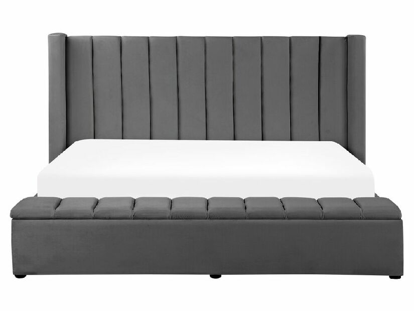 Manželská posteľ 160 cm NAIROBI (textil) (sivá) (s roštom)