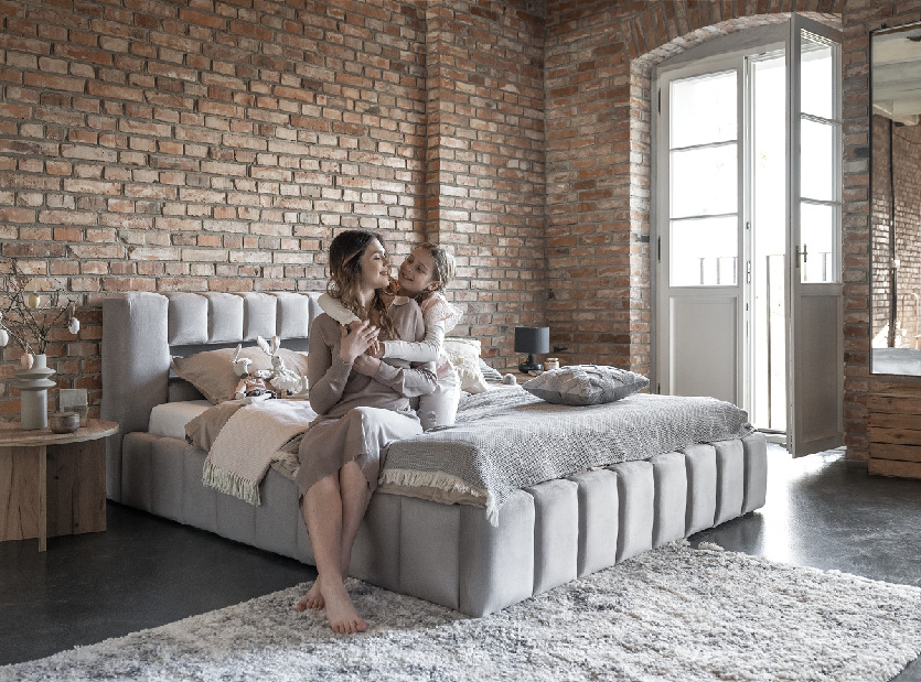 Manželská posteľ 180 cm Luxa (antracit) (s roštom, úl. priestorom a LED)