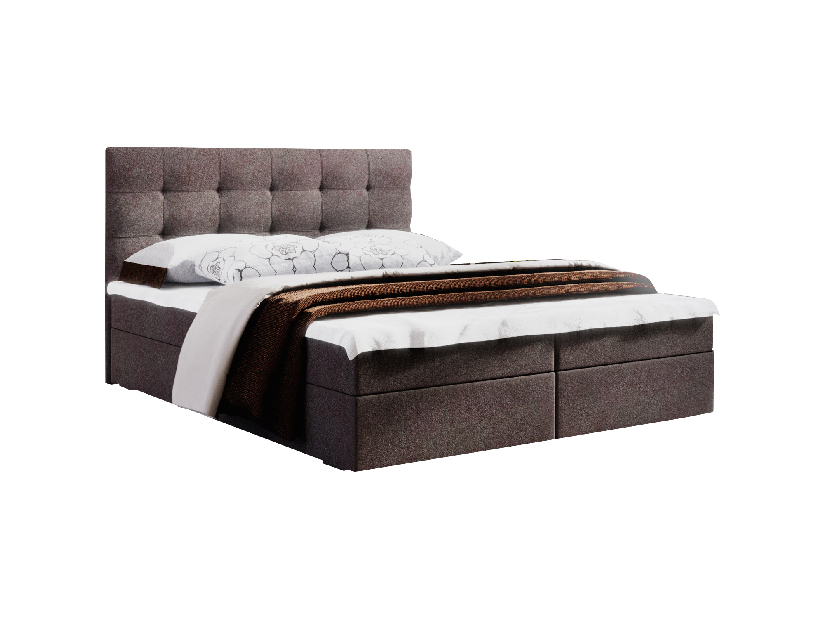 Manželská posteľ Boxspring 140 cm Fade 2 (tmavohnedá) (s matracom a úložným priestorom)