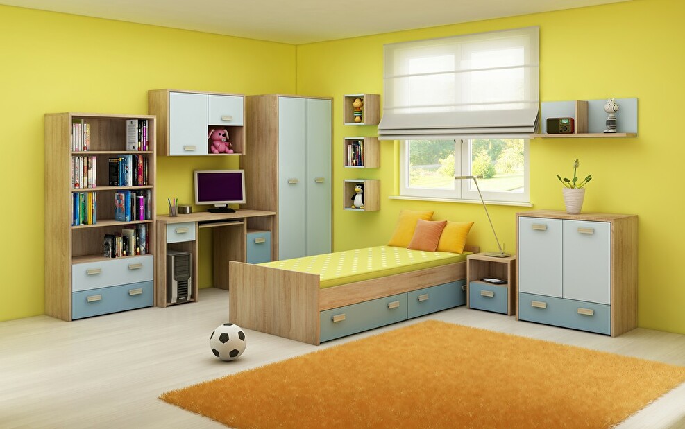Detská izba Kimi 2 Sonoma svetlá + modrá