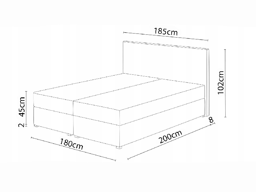 Kontinentálna posteľ 180x200 cm Karum (tmavosivá) (s roštom a matracom)
