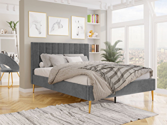 Manželská posteľ 160 cm Mirjan Bob (sivá) (s roštom)