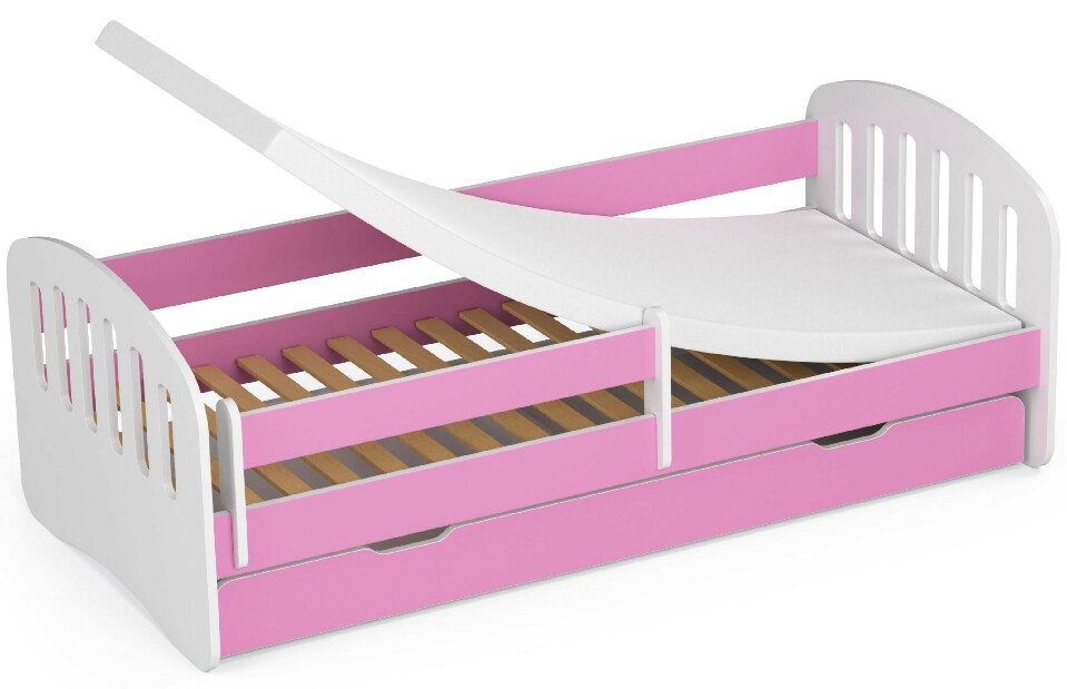 Detská posteľ Preena (ružová) (s matracom)