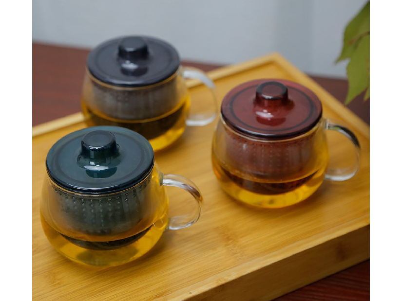 Set 3 ks hrnčekov na čaj so sitkom 350ml Safter (viacfarebná)