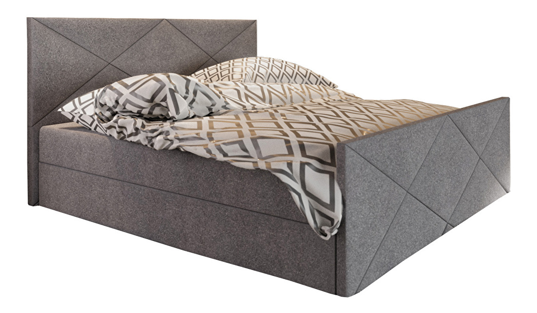 Manželská posteľ Boxspring 200 cm Milagros 4 (sivá) (s matracom a úložným priestorom)