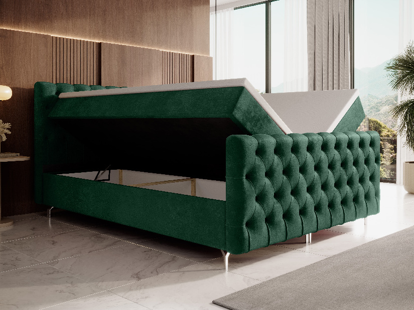 Jednolôžková posteľ 120 cm Clinton Comfort (smaragdová) (s roštom, s úl. priestorom)
