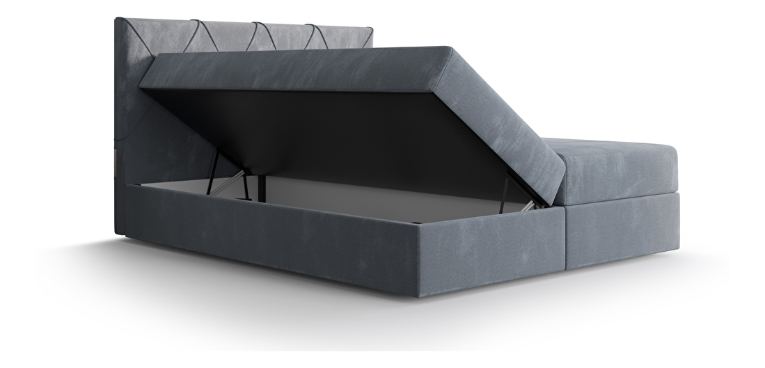 Manželská posteľ Boxspring 180 cm Athena Comfort (tmavosivá) (s matracom a úložným priestorom)