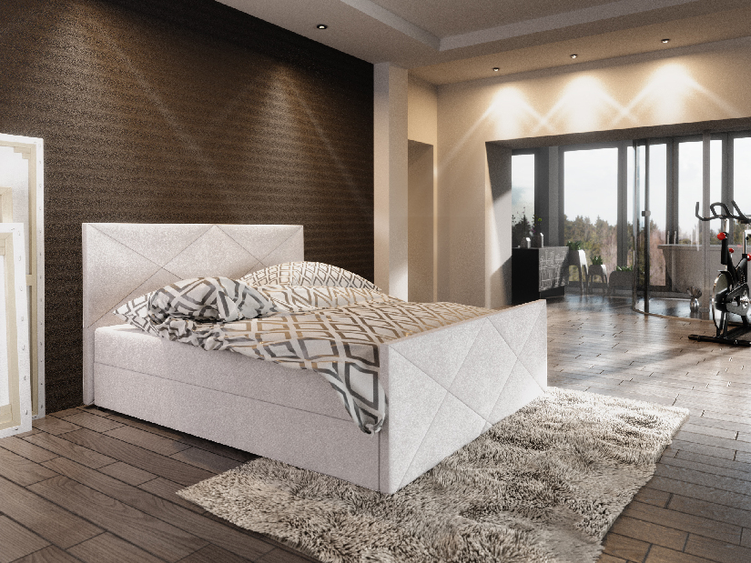Manželská posteľ Boxspring 180 cm Milagros Comfort 4 (béžová) (s matracom a úložným priestorom)