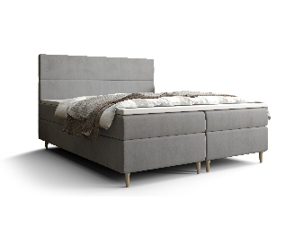 Manželská posteľ  Boxspring 180 cm Flu (sivá) (s matracom a úložným priestorom)
