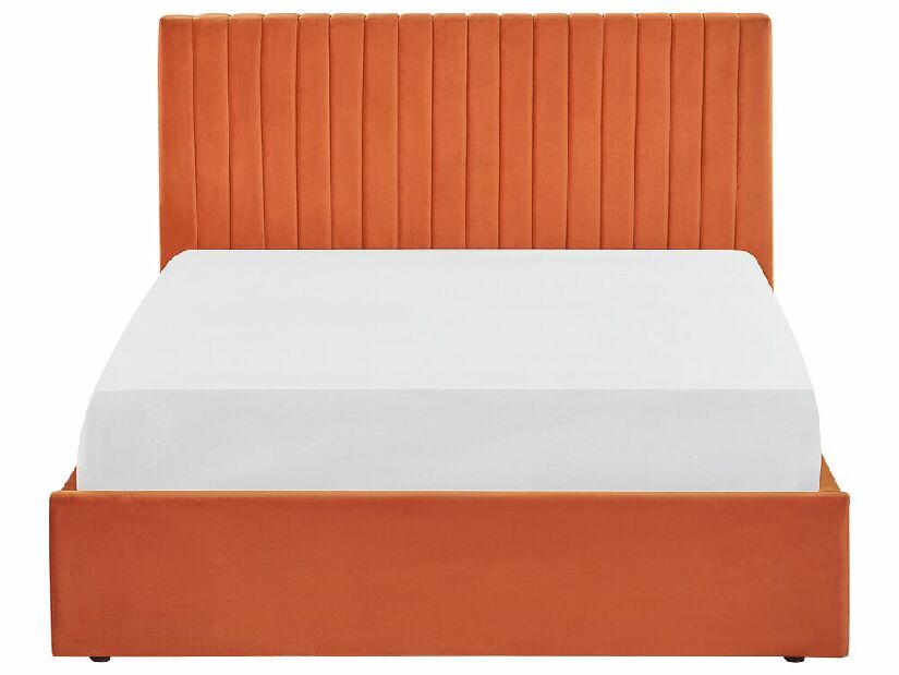 Manželská posteľ 140 cm Vakarine (oranžová) (s roštom a úložným priestorom)