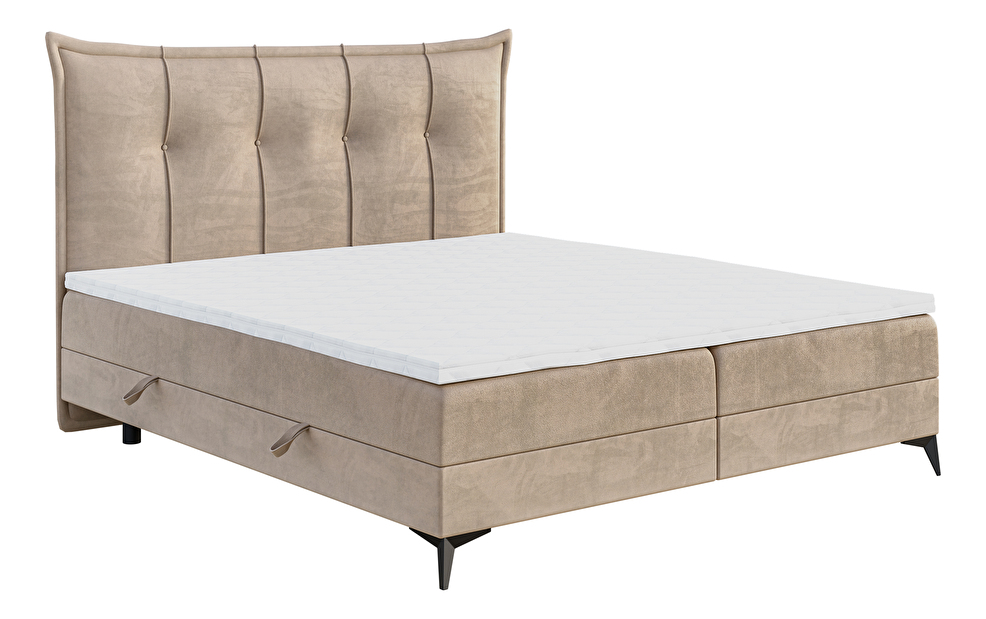Kontinentálna posteľ 160 cm Foxtrot (svetlobéžová) (s matracom a úl. priestorom)