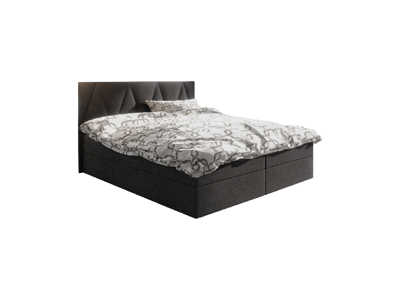 Manželská posteľ Boxspring 180 cm Fade 3 (čierna) (s matracom a úložným priestorom)