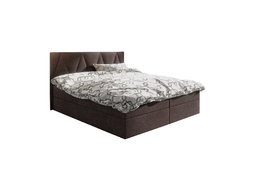 Manželská posteľ Boxspring 140 cm Fade 3 (tmavohnedá) (s matracom a úložným priestorom)