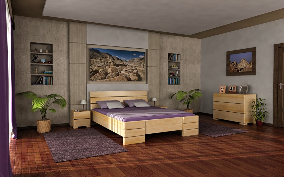 Manželská posteľ 200 cm Naturlig Lorenskog High BC (borovica)