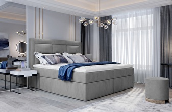 Kontinentálna posteľ 180 cm Variv (svetlosivá) (s matracom)