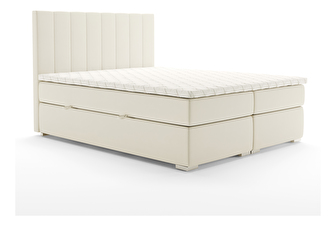 Kontinentálna posteľ 140 cm Pugno (smotanová) (s úložným priestorom)