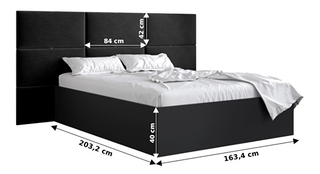 Manželská posteľ s čalúneným čelom 160 cm Brittany 2 (čierna matná + mätová) (s roštom)