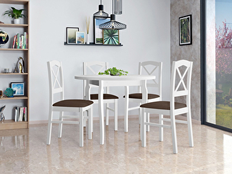 Okrúhly stôl so 4 stoličkami Mirjan Axel (Biela + žltá)