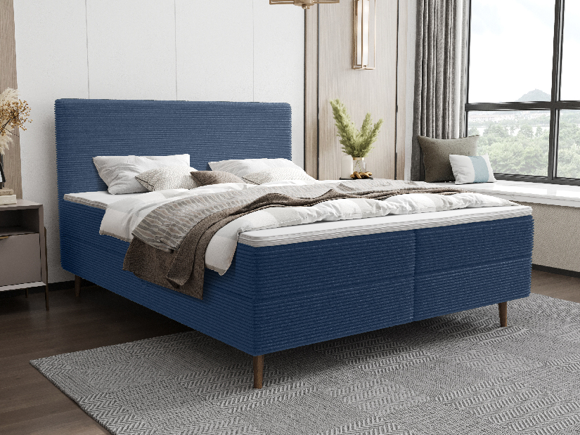 Manželská posteľ 140 cm Napoli Comfort (modrá) (s roštom, s úl. priestorom)