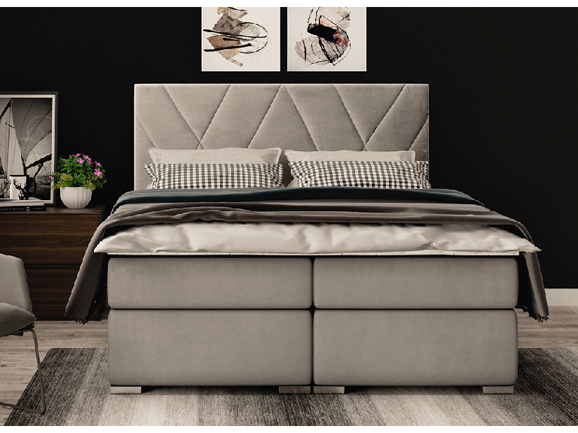 Kontinentálna posteľ 160 cm Lanarra (tmavomodrá) (s úložným priestorom)