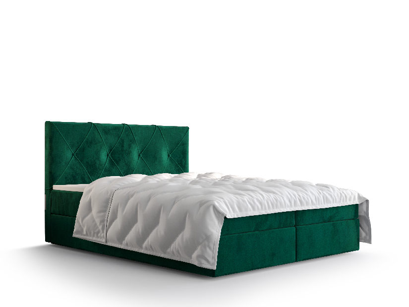 Manželská posteľ Boxspring 140 cm Athena (olivová) (s matracom a úložným priestorom)