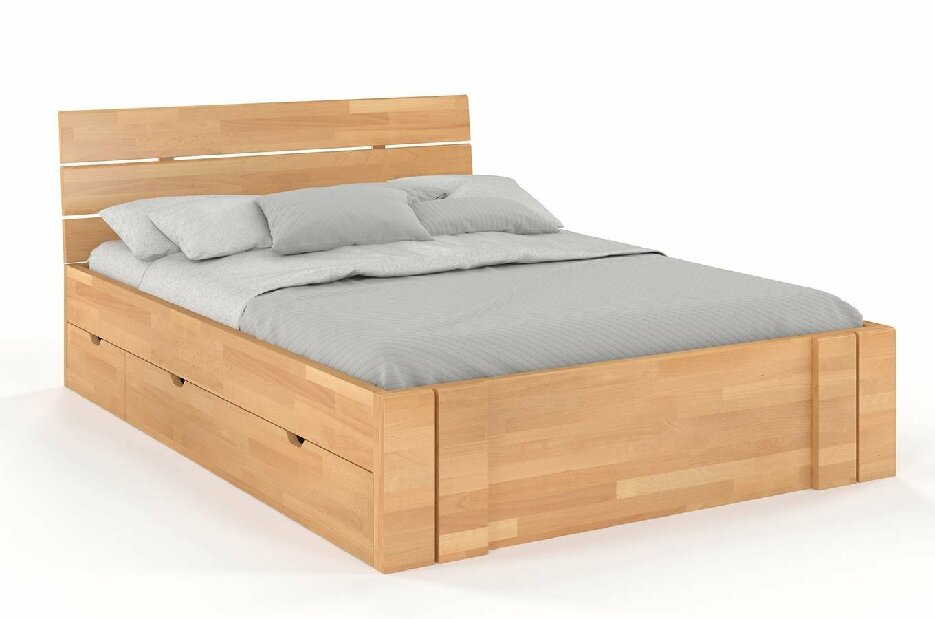 Manželská posteľ 180 cm Naturlig Tosen High Drawers (buk)