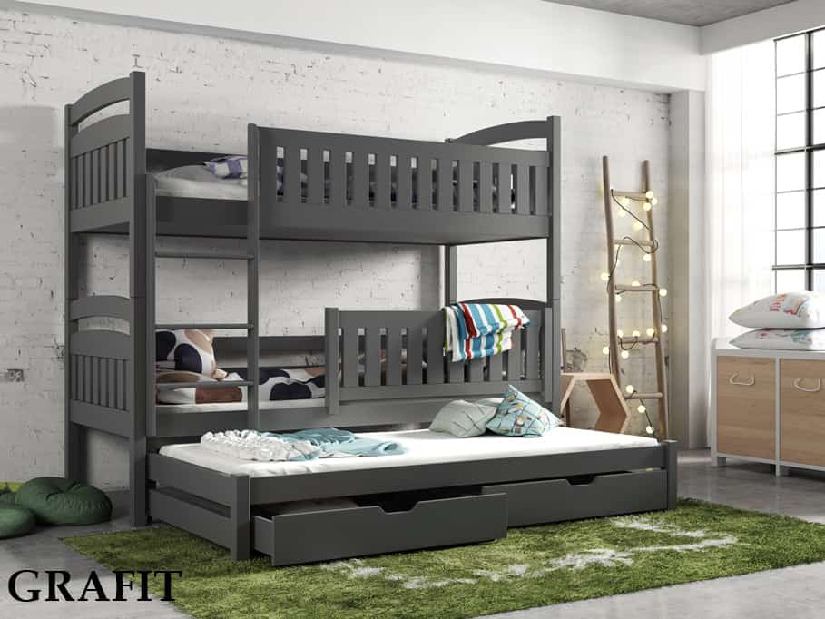 Detská posteľ 90 x 190 cm BLAIR (s roštom a úl. priestorom) (grafit)