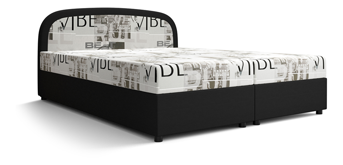 Manželská posteľ Boxspring 160 cm Brick Comfort (tmavohnedá + vzor vlny) (s matracom a úložným priestorom)