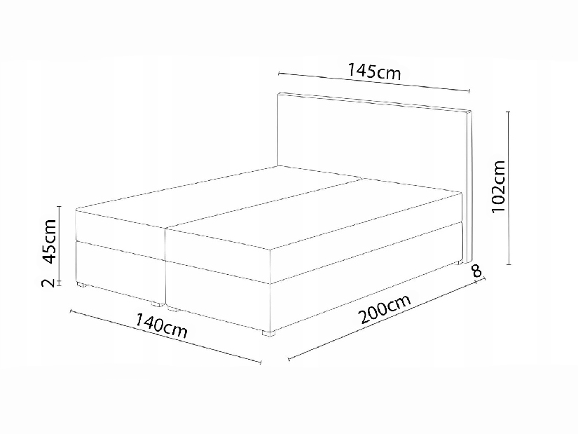 Kontinentálna posteľ 140x200 cm Mimosa Comfort (melírovaná sivá + biela) (s roštom a matracom)