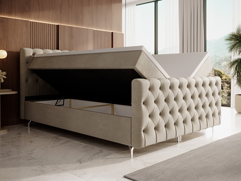 Jednolôžková posteľ 120 cm Clinton Bonell (béžová) (s roštom, s úl. priestorom)