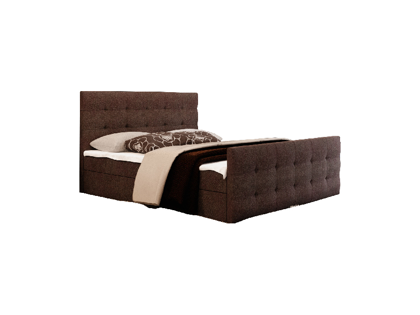 Manželská posteľ Boxspring 200 cm Milagros Comfort 2 (tmavohnedá) (s matracom a úložným priestorom)