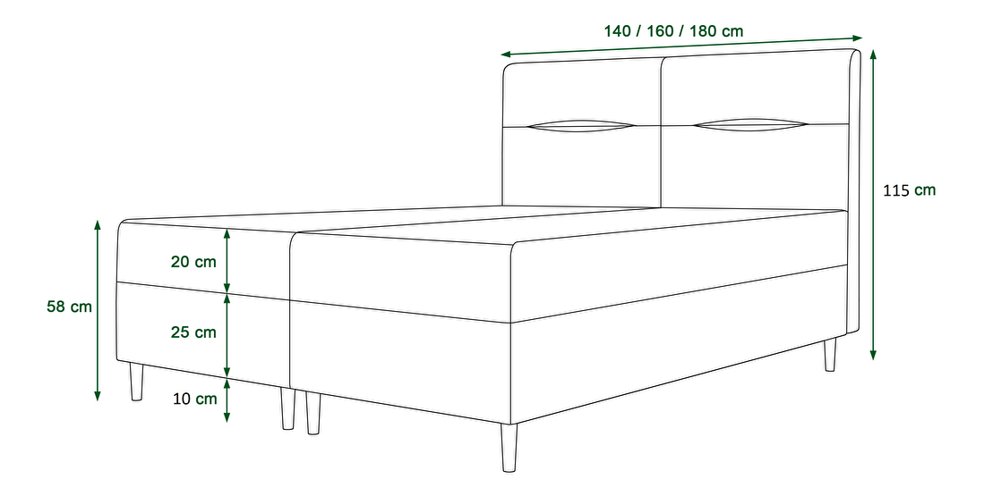 Manželská posteľ Boxspring 160 cm Saruta (čierna) (s matracom a úložným priestorom)