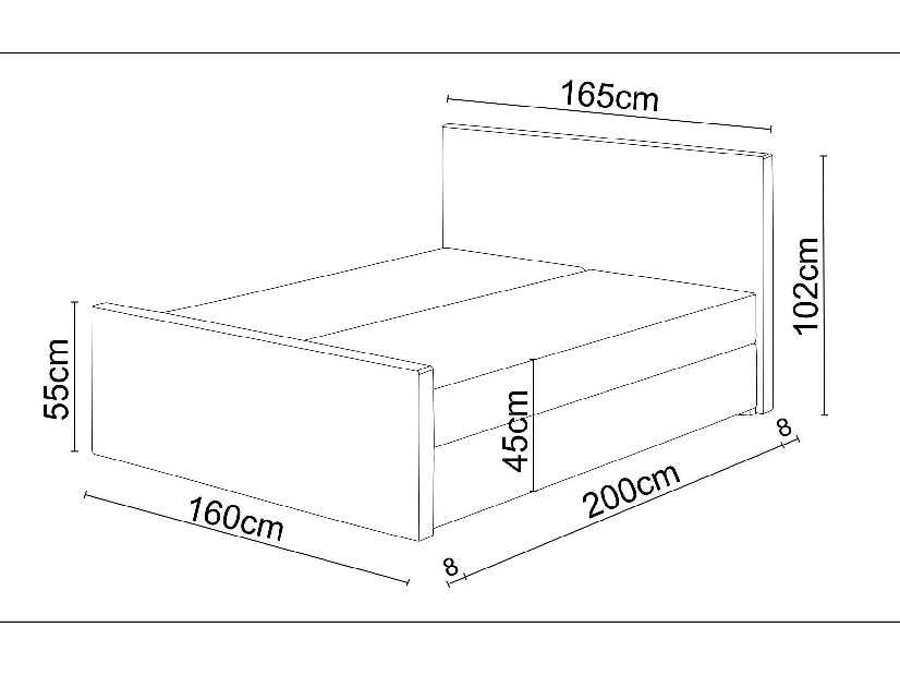 Manželská posteľ Boxspring 200 cm Milagros Comfort 3 (čierna) (s matracom a úložným priestorom)