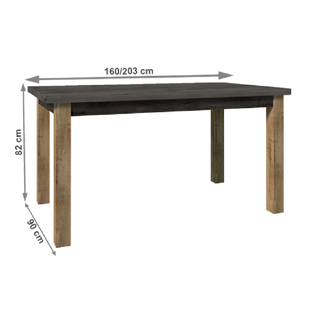 Jedálenský stôl Modestus (dub lefkas tmavý + smooth sivý)