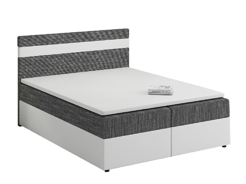 Kontinentálna posteľ 180x200 cm Mimosa Comfort (melírovaná sivá + biela) (s roštom a matracom)