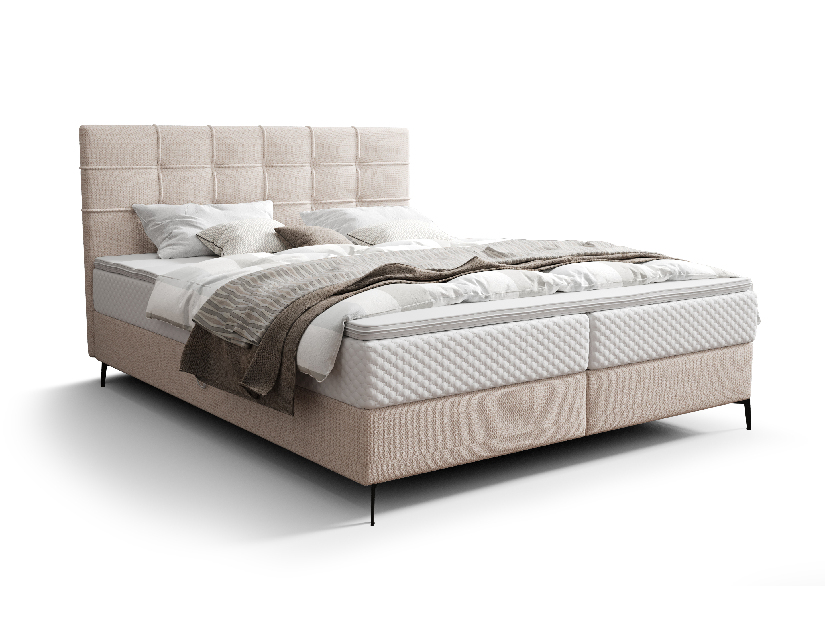 Manželská posteľ 160 cm Infernus Bonell (béžová) (s roštom, s úl. priestorom)